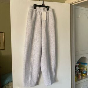 Zara Gray Joggers with Elastic Waistband and Cuffed Legs